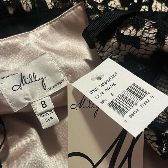 Milly New York Fit & Flare Lace Top Ballet Core Cocktail Dress Sz 8 NWT - Picture 3 of 5